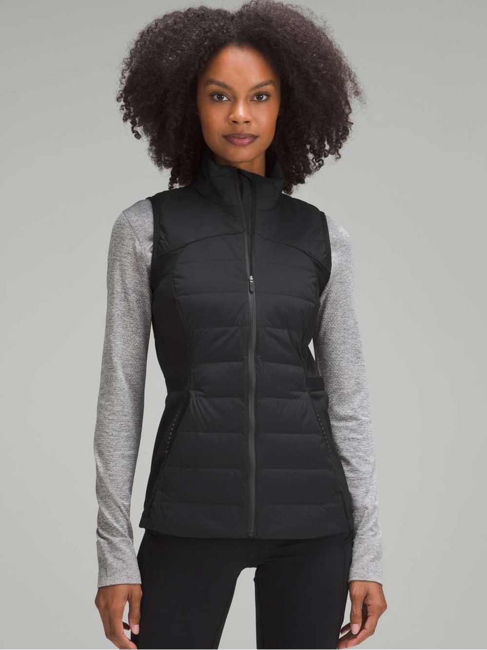 Lululemon Sz 4 Down For It All Running Down Filled Black Vest